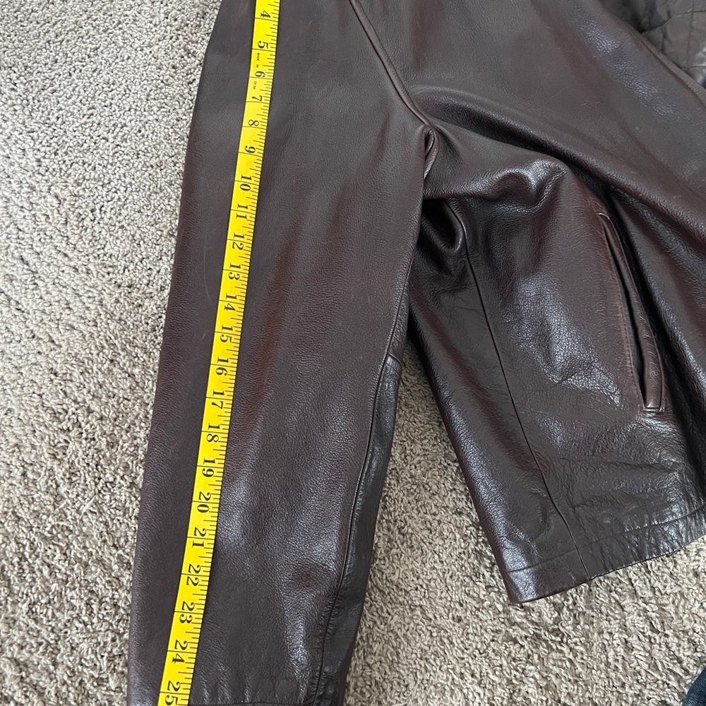 GUESS Brown Leather Jacket | Men’s XL | Classic Zip Front - Picture 5 of 6